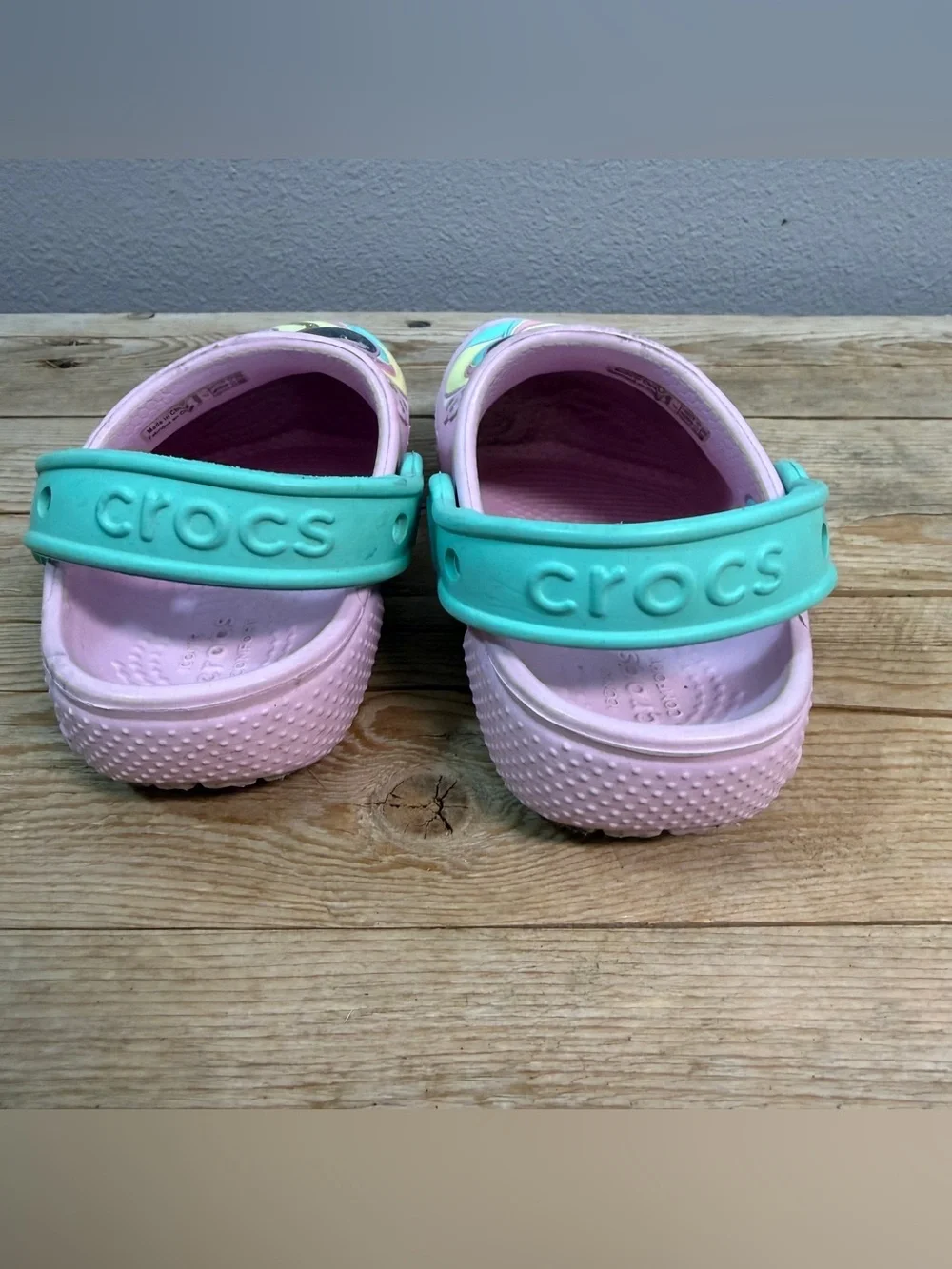 CROCS Kids Unicorn Clogs - Pink with Mint Strap
